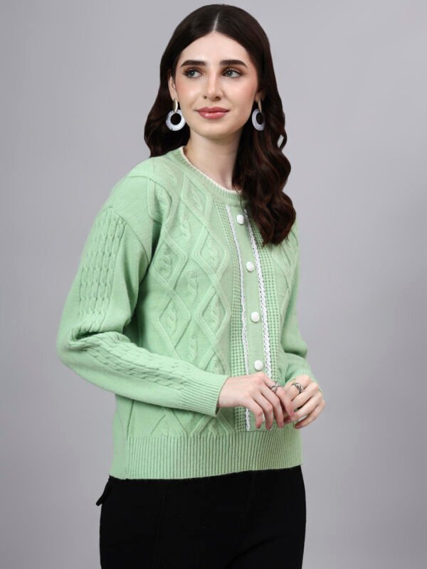 Round Neck Geomatric Design With Premium Acrylic Wool Women Knitted Top & Sweater