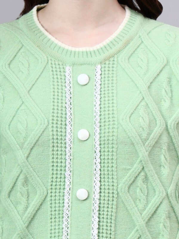 Round Neck Geomatric Design With Premium Acrylic Wool Women Knitted Top & Sweater