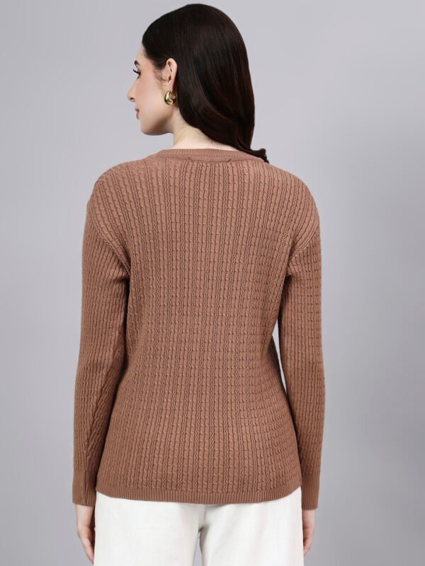 Round Neck Geomatric Design With Premium Acrylic Wool Women Knitted Top & Sweater