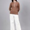 Round Neck Geomatric Design With Premium Acrylic Wool Women Knitted Top & Sweater