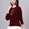 Round Neck Geomatric Design With Premium Acrylic Wool Women Knitted Top & Sweater