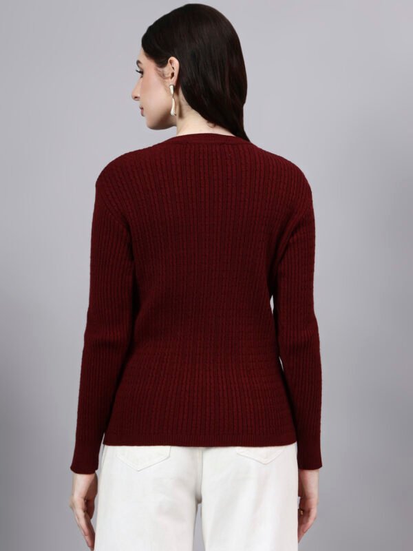 Round Neck Geomatric Design With Premium Acrylic Wool Women Knitted Top & Sweater