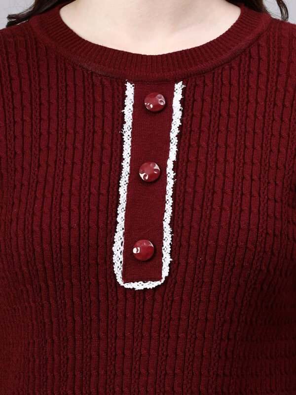 Round Neck Geomatric Design With Premium Acrylic Wool Women Knitted Top & Sweater