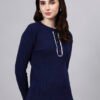 S23_NAVY_01_3 Round Neck Cable Knitted Design With Premium Acrylic Wool Women Knitted Top & Sweater