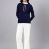 S23_NAVY_01_6 Round Neck Cable Knitted Design With Premium Acrylic Wool Women Knitted Top & Sweater