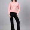 S24_LIGHTPINK_01_6 Round Neck Flowered Patch Work Design With Premium Acrylic Wool Women Knitted Top & Sweater