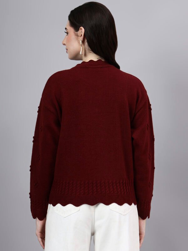Round Neck Flowered Patch Work Design With Premium Acrylic Wool Women Knitted Top & Sweater