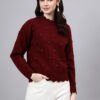 Round Neck Flowered Patch Work Design With Premium Acrylic Wool Women Knitted Top & Sweater