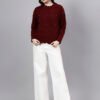 Round Neck Flowered Patch Work Design With Premium Acrylic Wool Women Knitted Top & Sweater