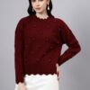 Round Neck Flowered Patch Work Design With Premium Acrylic Wool Women Knitted Top & Sweater