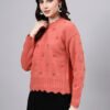 S24_PEACH_01_3 Round Neck Flowered Patch Work Design With Premium Acrylic Wool Women Knitted Top & Sweater
