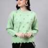 S24_PISTA_01_1 Round Neck Flowered Patch Work Design With Premium Acrylic Wool Women Knitted Top & Sweater