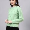 S24_PISTA_01_3 Round Neck Flowered Patch Work Design With Premium Acrylic Wool Women Knitted Top & Sweater