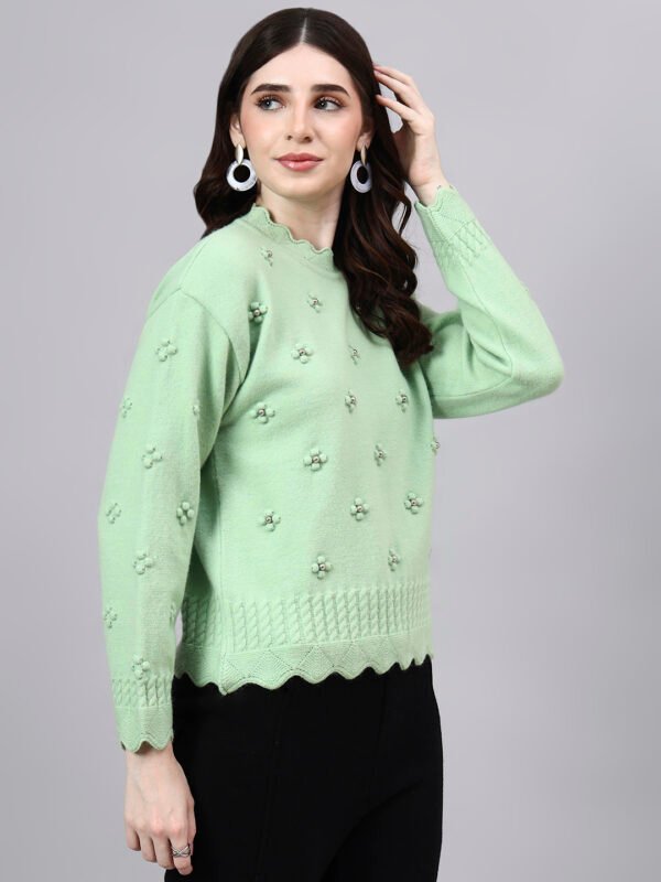 S24_PISTA_01_4 Round Neck Flowered Patch Work Design With Premium Acrylic Wool Women Knitted Top & Sweater