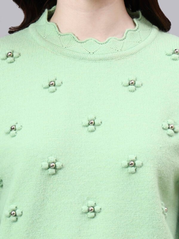 S24_PISTA_01_5 Round Neck Flowered Patch Work Design With Premium Acrylic Wool Women Knitted Top & Sweater