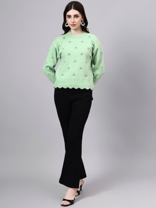 S24_PISTA_01_6 Round Neck Flowered Patch Work Design With Premium Acrylic Wool Women Knitted Top & Sweater
