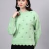 S24_PISTA_01_7 Round Neck Flowered Patch Work Design With Premium Acrylic Wool Women Knitted Top & Sweater