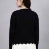 S25_BLACK_01_2 Round Neck Flowered Patch Work Design With Premium Acrylic Wool Women Knitted Top & Sweater