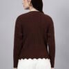 S25_BROWN_01_2 Round Neck Flowered Patch Work Design With Premium Acrylic Wool Women Knitted Top & Sweater
