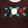 S25_BROWN_01_5 Round Neck Flowered Patch Work Design With Premium Acrylic Wool Women Knitted Top & Sweater