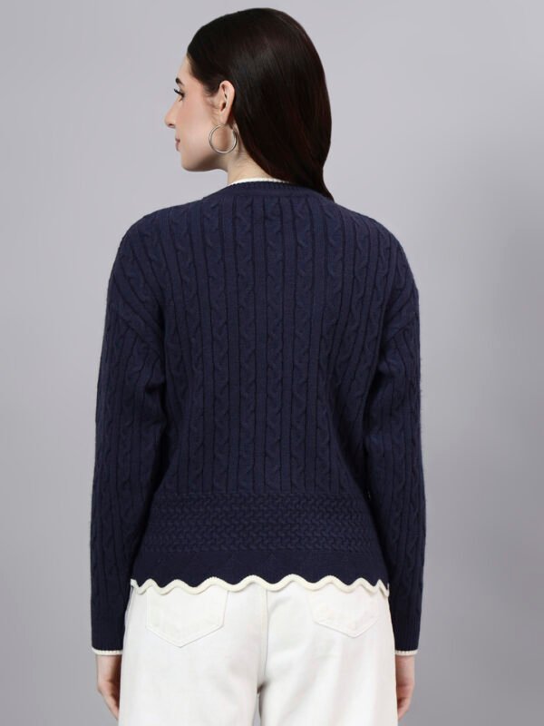 Round Neck Flowered Patch Work Design With Premium Acrylic Wool Women Knitted Top & Sweater