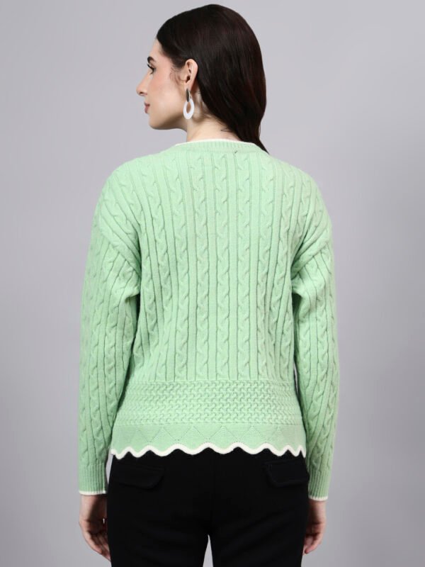 Round Neck Flowered Patch Work Design With Premium Acrylic Wool Women Knitted Top & Sweater
