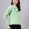 Round Neck Flowered Patch Work Design With Premium Acrylic Wool Women Knitted Top & Sweater