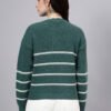 S26_GREEN_01_2 Round Neck Flowered Patch Work Striped Design With Premium Acrylic Wool Women Knitted Top & Sweater