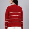 S26_MAROON_01_2 Round Neck Flowered Patch Work Striped Design With Premium Acrylic Wool Women Knitted Top & Sweater