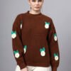 Round Neck Flowered Patch Work Design With Premium Acrylic Wool Women Knitted Top & Sweater