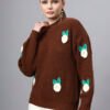 Round Neck Flowered Patch Work Design With Premium Acrylic Wool Women Knitted Top & Sweater