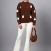 Round Neck Flowered Patch Work Design With Premium Acrylic Wool Women Knitted Top & Sweater