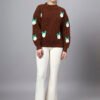 Round Neck Flowered Patch Work Design With Premium Acrylic Wool Women Knitted Top & Sweater