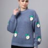 Round Neck Flowered Patch Work Design With Premium Acrylic Wool Women Knitted Top & Sweater