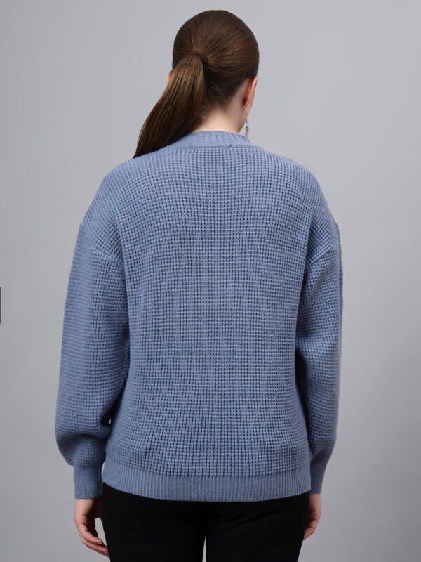 Round Neck Flowered Patch Work Design With Premium Acrylic Wool Women Knitted Top & Sweater