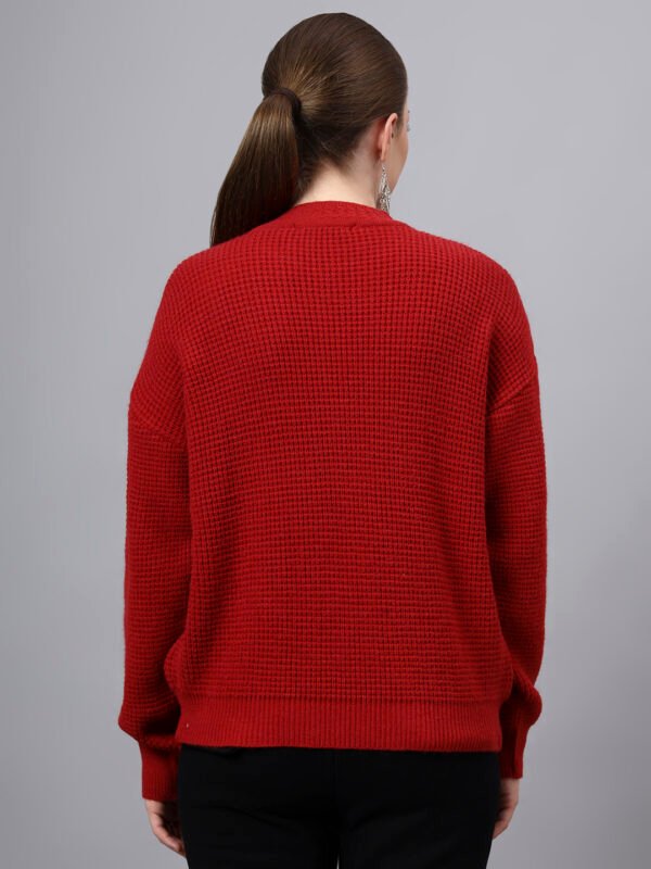 Round Neck Flowered Patch Work Design With Premium Acrylic Wool Women Knitted Top & Sweater