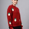 Round Neck Flowered Patch Work Design With Premium Acrylic Wool Women Knitted Top & Sweater