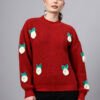 Round Neck Flowered Patch Work Design With Premium Acrylic Wool Women Knitted Top & Sweater
