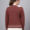 S28_BROWN_01_2 Shawl Collar Self Design Design With Premium Acrylic Wool Women Knitted Top & Sweater