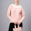 Shawl Collar Self Design Design With Premium Acrylic Wool Women Knitted Top & Sweater