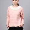 Shawl Collar Self Design Design With Premium Acrylic Wool Women Knitted Top & Sweater