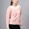 Shawl Collar Self Design Design With Premium Acrylic Wool Women Knitted Top & Sweater