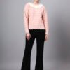 Shawl Collar Self Design Design With Premium Acrylic Wool Women Knitted Top & Sweater
