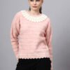 Shawl Collar Self Design Design With Premium Acrylic Wool Women Knitted Top & Sweater