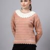 Shawl Collar Self Design Design With Premium Acrylic Wool Women Knitted Top & Sweater