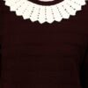 S28_WINE_01_5 Shawl Collar Self Design Design With Premium Acrylic Wool Women Knitted Top & Sweater