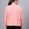 MODKLINE Women’s Baby Pink Winter Sweater – Floral Collar & Textured Knit