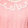 MODKLINE Women’s Baby Pink Winter Sweater – Floral Collar & Textured Knit