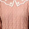 MODKLINE Women’s Peach Winter Sweater – Floral Collar & Textured Knit