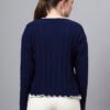 S29_ROYALBLUE_01_2 MODKLINE Women’s Royal Blue Winter Sweater – Floral Collar & Textured Knit